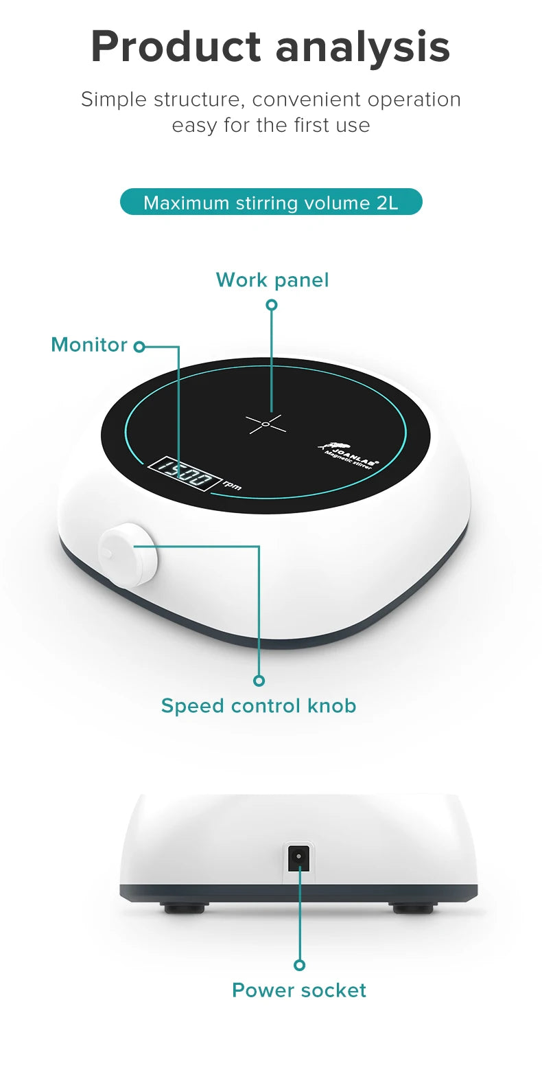 110v - 220v Digital Display Magnetic Stirrer Lab Equipment Magnetic Mixer With Stir Bar Liquid Stirrer 2000 rpm Capacity: 2000ml