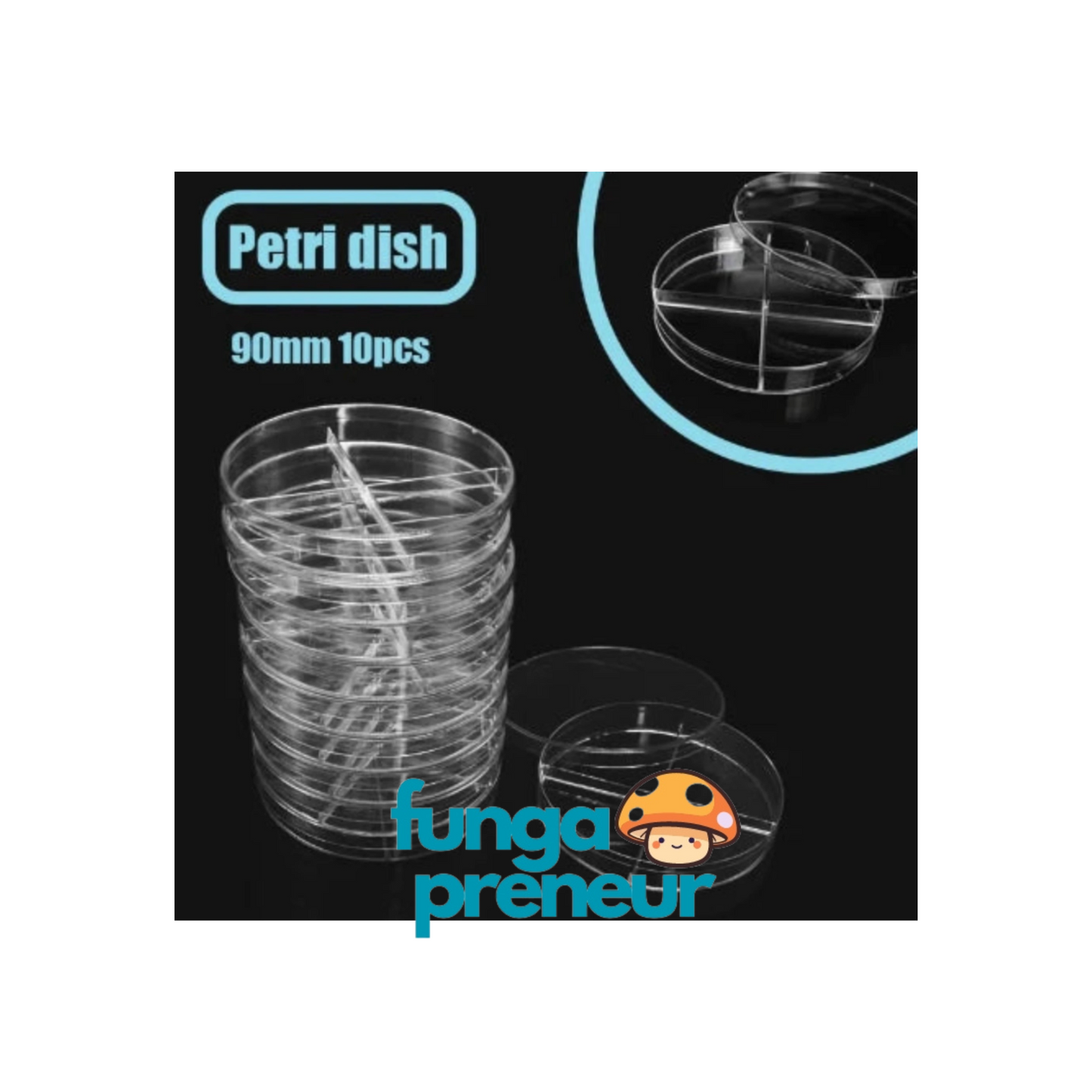 10pcs 90mm Four-Quarter Grid Petri Bacterial Culture Dish PS Plastic Disposable Sterile