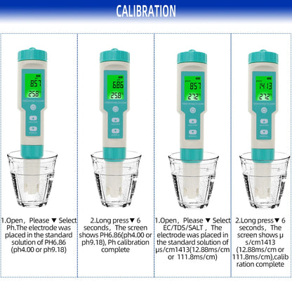 COM-600 7 in 1 PH TDS EC ORP Salinity S. G Temp Meter Water Quality Monitor Tester IP67 for Drinking Water, Aquariums PH Meter