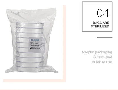 10Pcs/Bag 100mm Sterile Petri Dishes with Lids