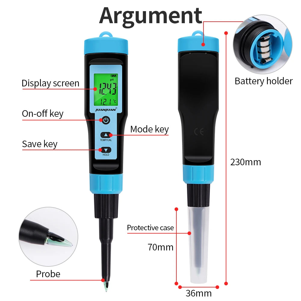 Digital LCD Food PH Meter 0.01 Resolution High Accuracy Sensor Temp Acidity Tester with Backlight for Fruit Cheese Meat Canning