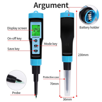 Digital LCD Food PH Meter 0.01 Resolution High Accuracy Sensor Temp Acidity Tester with Backlight for Fruit Cheese Meat Canning