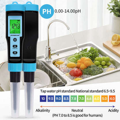 Digital LCD Food PH Meter 0.01 Resolution High Accuracy Sensor Temp Acidity Tester with Backlight for Fruit Cheese Meat Canning