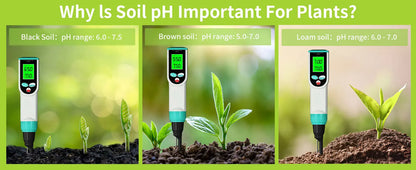 High Accuracy Soil PH Meter 0.00~14.00pH Digital Temp Acidity Soil Tester Sensor Analyzer for Outdoor Planting Garden Farmland