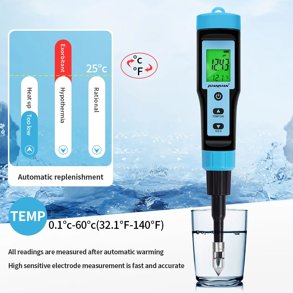 Digital LCD Food PH Meter 0.01 Resolution High Accuracy Sensor Temp Acidity Tester with Backlight for Fruit Cheese Meat Canning