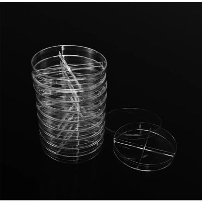 10pcs 90mm Four-Quarter Grid Petri Bacterial Culture Dish PS Plastic Disposable Sterile