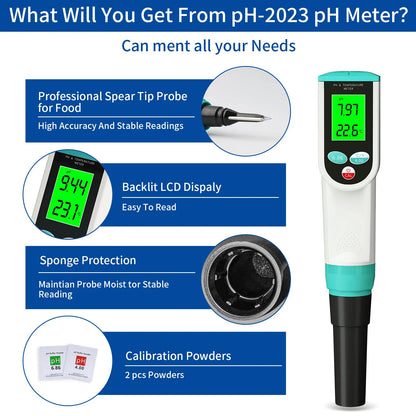 High Accuracy Soil PH Meter 0.00~14.00pH Digital Temp Acidity Soil Tester Sensor Analyzer for Outdoor Planting Garden Farmland